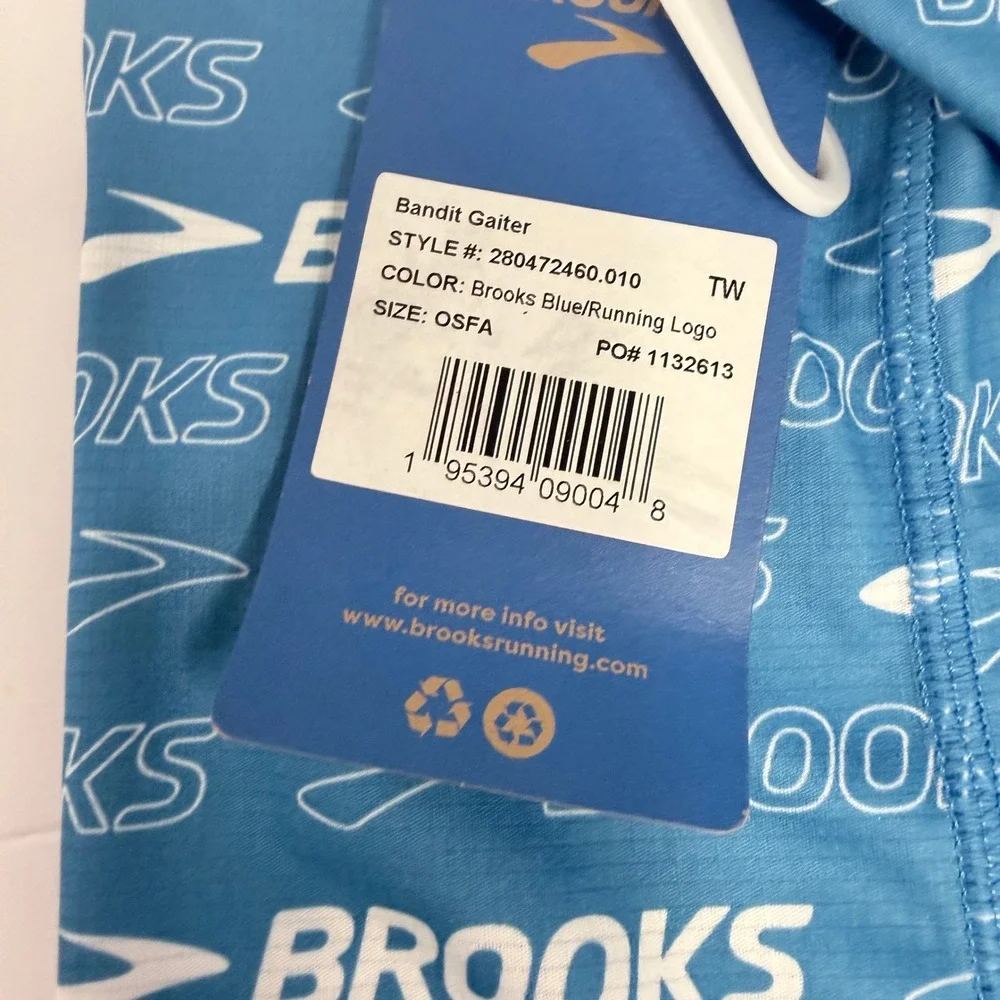 Brooks Bandit Gaiter Unisex Blue Logo Print‎ Running Neck Warmer Face Mask NWT